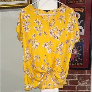 West Kei Yellow Floral Tie-Front Blouse